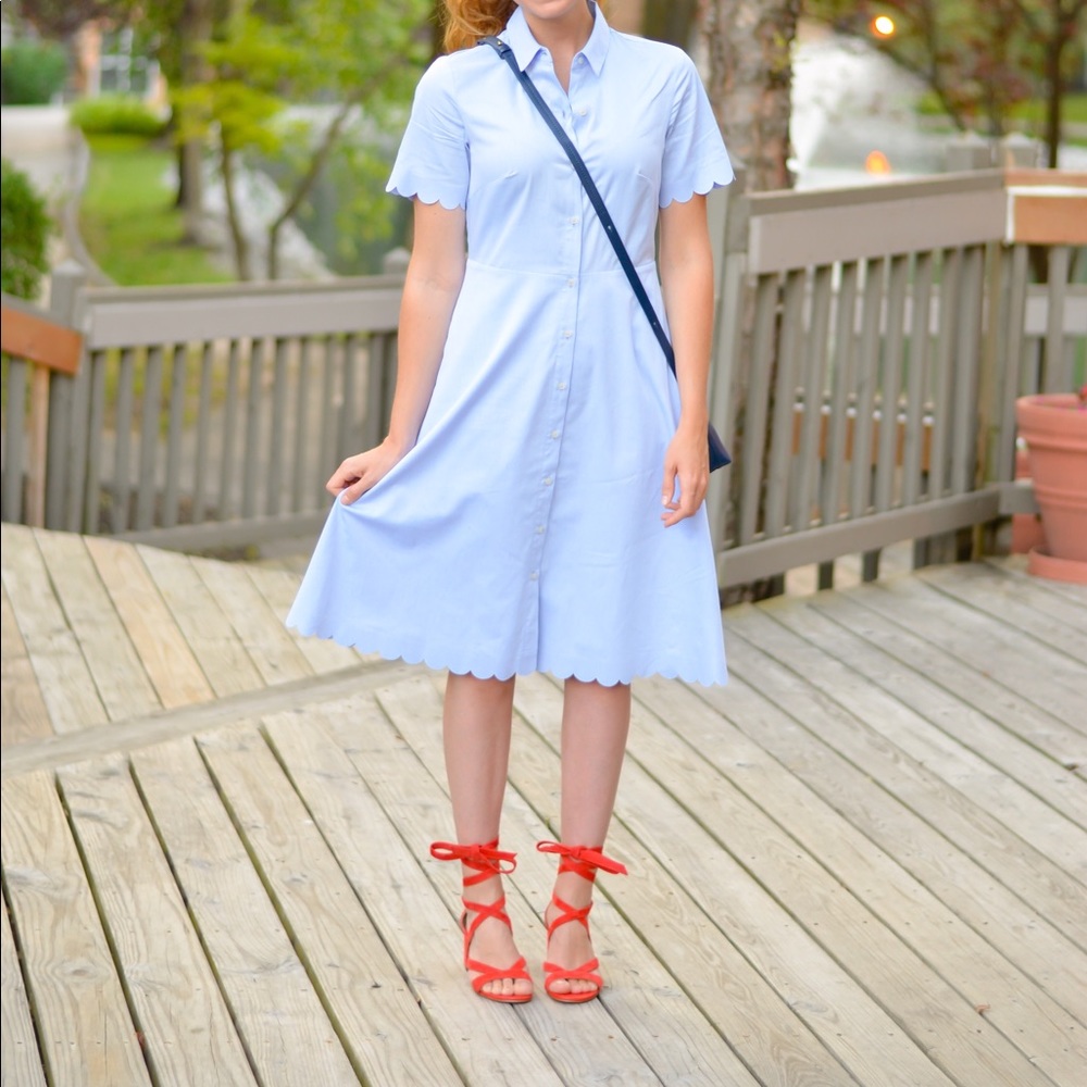 Banana republic scalloped shirt dress -light blue